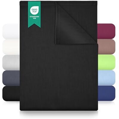 GREEN MARK Textilien płaski prześcieradło – 100% bawełna – bez gumki, delikatne dla skóry, łatwe w pielęgnacji, pranie w wysokiej temperaturze – Czarny – 240x275 cm GREEN MARK Textilien płaski prześcieradło – 100% bawełna – bez gumki, delikatne dla skóry, łatwe w pielęgnacji, pranie w wysokiej temperaturze – Czarny – 240x275 cm