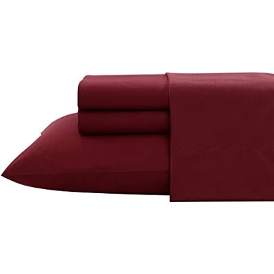 Nautica Zestaw prześcieradeł, komplet pościeli z bawełny perkalowej, świeży i chłodny, lekki i przewiewny (ciemnoczerwony Solid Dark Red, rozm. king) Nautica Zestaw prześcieradeł, komplet pościeli z bawełny perkalowej, świeży i chłodny, lekki i przewiewny (ciemnoczerwony Solid Dark Red, rozm. king)