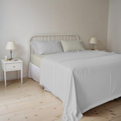 Italian Bed Linen Komplet pościeli na łóżko dwuosobowe w kolorze naturalnym, 100% bawełna, wyprodukowano we Włoszech, prześcieradło wierzchnie z gumką, prześcieradło wierzchnie 240 x 300 cm i poszewki na poduszki z Italian Bed Linen Komplet pościeli na łóżko dwuosobowe w kolorze naturalnym, 100% bawełna, wyprodukowano we Włoszech, prześcieradło wierzchnie z gumką, prześcieradło wierzchnie 240 x 300 cm i poszewki na poduszki z