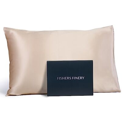 Fishers Finery 25mm 100% Pure Mulberry Silk Pillowcase, Good Housekeeping Winner (Taupe, Queen) Fishers Finery 25mm 100% Pure Mulberry Silk Pillowcase, Good Housekeeping Winner (Taupe, Queen)