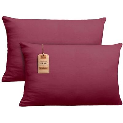 NatureMark Zestaw 2 poszewek na poduszki z dżerseju z certyfikatem Oeko-Tex, bawełna, bordowa, 40 x 60 cm (Nackenkissen geeignet) NatureMark Zestaw 2 poszewek na poduszki z dżerseju z certyfikatem Oeko-Tex, bawełna, bordowa, 40 x 60 cm (Nackenkissen geeignet)