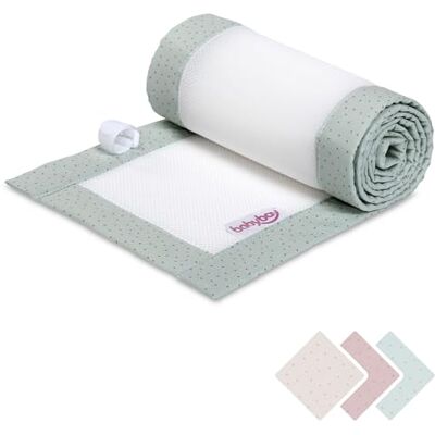 babybay Królewski ochraniacz 3D Mesh pasuje do modelu Boxspring XXL, miętowe, błyszczące kropki, złote babybay Królewski ochraniacz 3D Mesh pasuje do modelu Boxspring XXL, miętowe, błyszczące kropki, złote