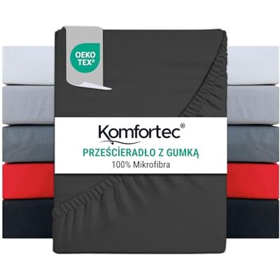 Komfortec Prześcieradło z gumką 90 x 200 cm, prześcieradło na łóżko kontynentalne do 15 cm – 30 cm wysokości materaca, antracytowe Komfortec Prześcieradło z gumką 90 x 200 cm, prześcieradło na łóżko kontynentalne do 15 cm – 30 cm wysokości materaca, antracytowe