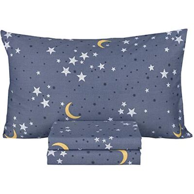 Scientific Sleep Księżyc i gwiazdy chłopcy dziewczęta 100% bawełna 3 szt. zestaw pościeli na łóżko podwójne dzieci maluch nastolatek, płaskie prześcieradło i prześcieradło z gumką i poszewka na Scientific Sleep Księżyc i gwiazdy chłopcy dziewczęta 100% bawełna 3 szt. zestaw pościeli na łóżko podwójne dzieci maluch nastolatek, płaskie prześcieradło i prześcieradło z gumką i poszewka na