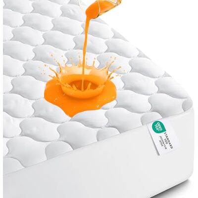 Utopia Bedding Wodoodporny ochraniacz na materac, podwójna podkładka na materac XL, pikowana dopasowana osłona rozciąga się do 40 cm głębokości (biały) Utopia Bedding Wodoodporny ochraniacz na materac, podwójna podkładka na materac XL, pikowana dopasowana osłona rozciąga się do 40 cm głębokości (biały)
