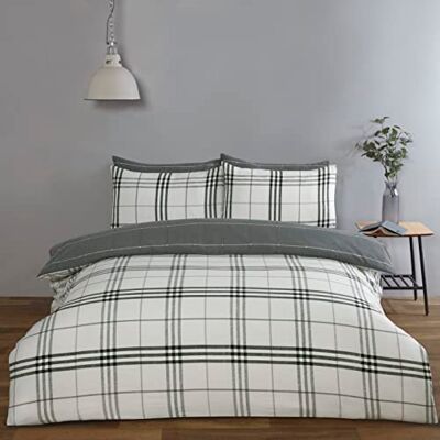 Rapport Home Harris szary zestaw poszewek na kołdrę w kratę w rozmiarze king size Rapport Home Harris szary zestaw poszewek na kołdrę w kratę w rozmiarze king size