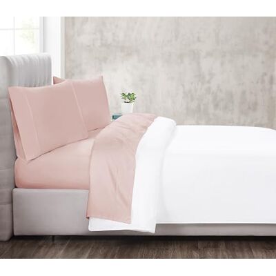 Christian Siriano NY 300 TC Twin XL 3-częściowy zestaw prześcieradeł i poszewek na poduszki Kolekcja bawełniana satynowa Blush Christian Siriano NY 300 TC Twin XL 3-częściowy zestaw prześcieradeł i poszewek na poduszki Kolekcja bawełniana satynowa Blush