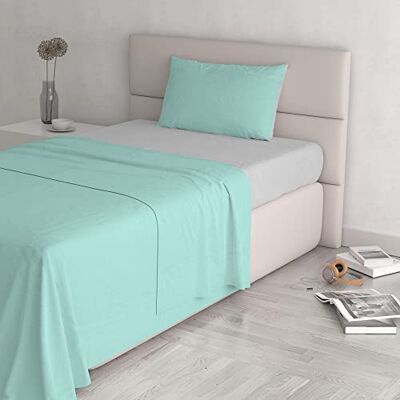 Italian Bed Linen Komplet pościeli w 100% z bawełny w kolorze naturalnym, turkusowy/jasnoszary, łóżko queen size Italian Bed Linen Komplet pościeli w 100% z bawełny w kolorze naturalnym, turkusowy/jasnoszary, łóżko queen size