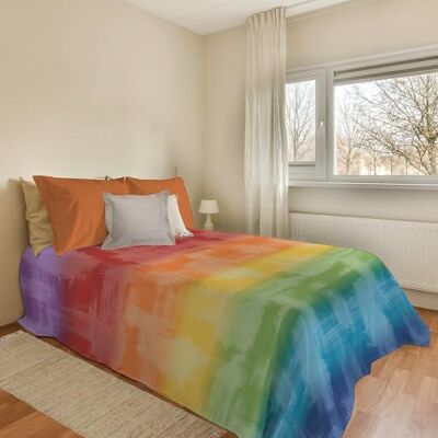 PENSIERI DELICATI Narzuta 170 x 280 cm, 100% bawełna Pique pojedynczy ręcznik, idealny jako ręcznik dekoracyjny, 1-osobowy koc do spania, wielokolorowy wzór tęczowy, 100% wyprodukowano we Włoszech PENSIERI DELICATI Narzuta 170 x 280 cm, 100% bawełna Pique pojedynczy ręcznik, idealny jako ręcznik dekoracyjny, 1-osobowy koc do spania, wielokolorowy wzór tęczowy, 100% wyprodukowano we Włoszech