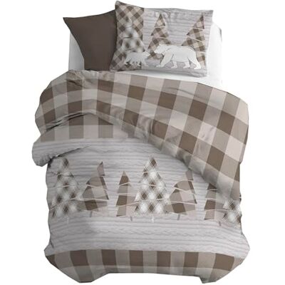 PENSIERI DELICATI Parure Pojedyncza flanelowa poszewka na kołdrę 100% bawełna, worek 155X200 CM i poszewka na poduszkę 52X82 CM, Made in Italy, Pokrowiec na kołdrę można prać w pralce 40°, Fantasia PENSIERI DELICATI Parure Pojedyncza flanelowa poszewka na kołdrę 100% bawełna, worek 155X200 CM i poszewka na poduszkę 52X82 CM, Made in Italy, Pokrowiec na kołdrę można prać w pralce 40°, Fantasia