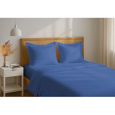HOME LINGE PASSION Płaskie prześcieradło ze 100% bawełny perkalowej 180 x 290 cm ciemnoniebieskie oddychające prześcieradło, miękkie i wytrzymałe HOME LINGE PASSION Płaskie prześcieradło ze 100% bawełny perkalowej 180 x 290 cm ciemnoniebieskie oddychające prześcieradło, miękkie i wytrzymałe