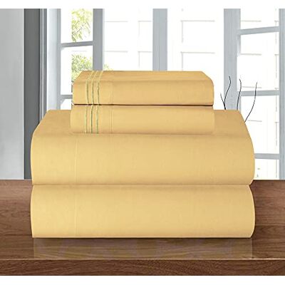 Elegant Comfort Coziest zestaw pościeli, elastyczne prześcieradło z gumką, głęboka kieszeń do 40 cm, mikrofibra, złoty, Queen Elegant Comfort Coziest zestaw pościeli, elastyczne prześcieradło z gumką, głęboka kieszeń do 40 cm, mikrofibra, złoty, Queen