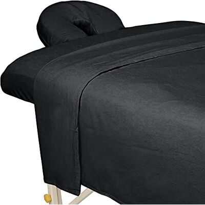 ForPro Professional Collection ForPro Flanelowy zestaw 3-częściowych prześcieradeł do masażu premium na stoły do masażu, zawiera płaskie prześcieradło, prześcieradło z gumką i dopasowaną osłonę na twarz, kolor czarny ForPro Professional Collection ForPro Flanelowy zestaw 3-częściowych prześcieradeł do masażu premium na stoły do masażu, zawiera płaskie prześcieradło, prześcieradło z gumką i dopasowaną osłonę na twarz, kolor czarny