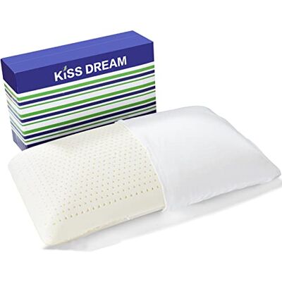 Kiss 100% talalay lateksowa poduszka na łóżko do spania, bardzo miękka, naturalny lateks, poduszka do spania na plecach, brzuchu lub na boku, zdejmowana, oddychająca bawełniana poszewka wysoka Kiss 100% talalay lateksowa poduszka na łóżko do spania, bardzo miękka, naturalny lateks, poduszka do spania na plecach, brzuchu lub na boku, zdejmowana, oddychająca bawełniana poszewka wysoka