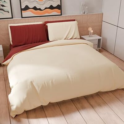 PETTI Artigiani Italiani Pojedynczy zestaw poszewek na kołdrę 150 x 200 cm (1 poszewka na poduszkę 50 x 80 cm w zestawie), zestaw poszewek na kołdrę z mikrofibry w jednolitym kolorze kremowo-bordowy PETTI Artigiani Italiani Pojedynczy zestaw poszewek na kołdrę 150 x 200 cm (1 poszewka na poduszkę 50 x 80 cm w zestawie), zestaw poszewek na kołdrę z mikrofibry w jednolitym kolorze kremowo-bordowy