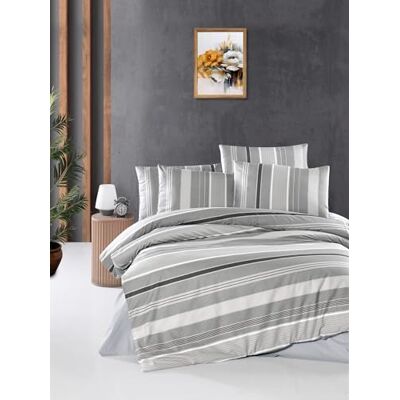 Nuit Des Rêves Premium Ranforce Double Quilt Cover Set (200 x 200 cm), 100% bawełna, szary i biały, 2 poszewki na poduszki (80 x 80 cm), nadają się do prania w pralce, eleganckie wzornictwo Nuit Des Rêves Premium Ranforce Double Quilt Cover Set (200 x 200 cm), 100% bawełna, szary i biały, 2 poszewki na poduszki (80 x 80 cm), nadają się do prania w pralce, eleganckie wzornictwo