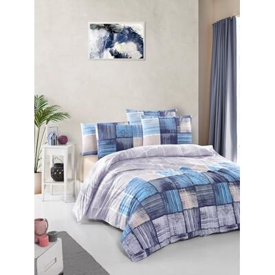 Nuit Des Rêves Premium Ranforce Double Quilt Cover Set (200 x 200 cm), 100% bawełna, niebieski i beżowy 2 poszewki na poduszki (80 x 80 cm), nadają się do prania w pralce, eleganckie wzornictwo Nuit Des Rêves Premium Ranforce Double Quilt Cover Set (200 x 200 cm), 100% bawełna, niebieski i beżowy 2 poszewki na poduszki (80 x 80 cm), nadają się do prania w pralce, eleganckie wzornictwo