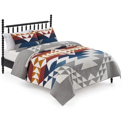 PENDLETON Zestaw pościeli Explorer King z 2 poszewkami na poduszkę klasy premium, lekka, pikowana narzuta, rustykalna dekoracja domu, można prać w pralce, 229 x 233 cm, niebiesko-szara, wielokolorowa PENDLETON Zestaw pościeli Explorer King z 2 poszewkami na poduszkę klasy premium, lekka, pikowana narzuta, rustykalna dekoracja domu, można prać w pralce, 229 x 233 cm, niebiesko-szara, wielokolorowa