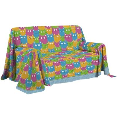 PENSIERI DELICATI Narzuta na sofę 180 x 290 cm, wyprodukowano we Włoszech, 100% czysta bawełna, wzór Happycat, wielokolorowy, idealny jako ręcznik dekoracyjny, narzuta na łóżko lub letnia narzuta na PENSIERI DELICATI Narzuta na sofę 180 x 290 cm, wyprodukowano we Włoszech, 100% czysta bawełna, wzór Happycat, wielokolorowy, idealny jako ręcznik dekoracyjny, narzuta na łóżko lub letnia narzuta na