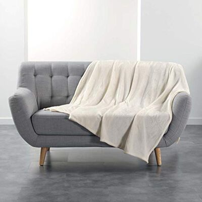 Douceur d'Intérieur DOUCEUR D'INTERIEUR Koc flanelowy, 180 x 220 cm, uniwersalny, naturalny Douceur d'Intérieur DOUCEUR D'INTERIEUR Koc flanelowy, 180 x 220 cm, uniwersalny, naturalny