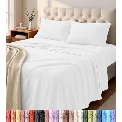 Utopia Bedding Zestaw prześcieradeł King – 4-częściowy zestaw pościeli z dzianiny Jersey King Jersey – prześcieradła z bawełny Jersey – miękkie t-shirty, elastyczne prześcieradła (King, biały) Utopia Bedding Zestaw prześcieradeł King – 4-częściowy zestaw pościeli z dzianiny Jersey King Jersey – prześcieradła z bawełny Jersey – miękkie t-shirty, elastyczne prześcieradła (King, biały)