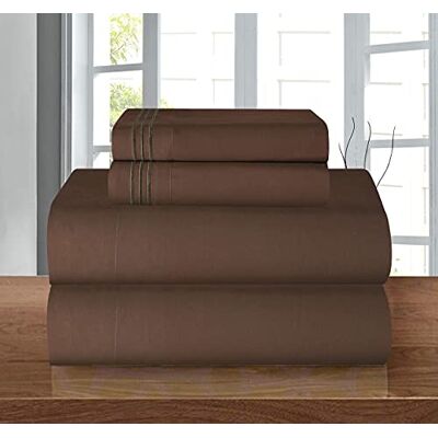Elegant Comfort Odporny na zagniecenia zestaw pościeli, elastyczny prześcieradło dookoła, głęboka kieszeń do 40 cm, mikrofibra, czekoladowy brąz, Queen Elegant Comfort Odporny na zagniecenia zestaw pościeli, elastyczny prześcieradło dookoła, głęboka kieszeń do 40 cm, mikrofibra, czekoladowy brąz, Queen