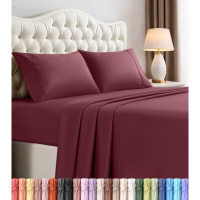 Utopia Bedding California King Komplet pościeli na łóżko typu king-size, szczotkowana mikrofibra, odporne na kurczenie się i blaknięcie, łatwe w pielęgnacji, kolor bordowy Utopia Bedding California King Komplet pościeli na łóżko typu king-size, szczotkowana mikrofibra, odporne na kurczenie się i blaknięcie, łatwe w pielęgnacji, kolor bordowy