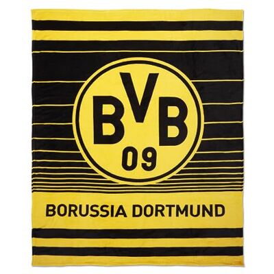 23820300 Borussia Dortmund BVB Koc polarowy w paski czarno-żółty 200 x 150 cm 100% poliester 23820300 Borussia Dortmund BVB Koc polarowy w paski czarno-żółty 200 x 150 cm 100% poliester