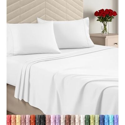 Utopia Bedding Zestaw pościeli na łóżko queen size, szczotkowana mikrofibra, miękkie prześcieradła na łóżko typu queen-size, luksusowe prześcieradła z gumką, płaskie prześcieradło i 2 poszewki na Utopia Bedding Zestaw pościeli na łóżko queen size, szczotkowana mikrofibra, miękkie prześcieradła na łóżko typu queen-size, luksusowe prześcieradła z gumką, płaskie prześcieradło i 2 poszewki na