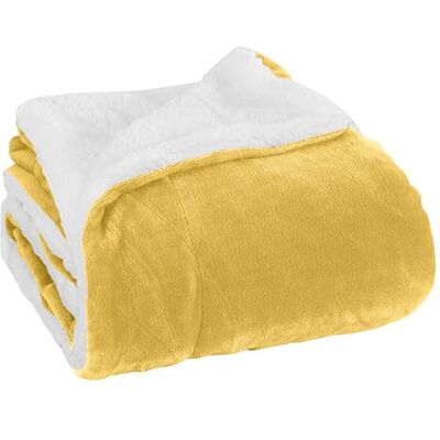Elegant Comfort Luksusowy, ultramiękki aksamitny w dotyku polarowy narzuta, miękki, ciepły, przytulny, dwustronny koc z mikronorek Sherpa, na łóżko, sofę i kanapę, jednolity żółty Elegant Comfort Luksusowy, ultramiękki aksamitny w dotyku polarowy narzuta, miękki, ciepły, przytulny, dwustronny koc z mikronorek Sherpa, na łóżko, sofę i kanapę, jednolity żółty
