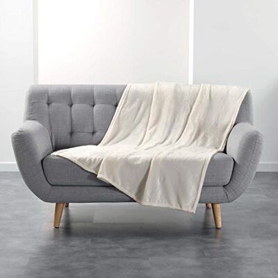 Douceur d'Intérieur Flanouu koc, poliester, naturalny, 125 x 150 cm Douceur d'Intérieur Flanouu koc, poliester, naturalny, 125 x 150 cm