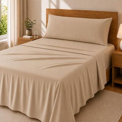 Degrees home Kolekcja 3-częściowy zestaw pościeli Prześcieradło z gumką, prześcieradło wierzchnie i poszewka na poduszkę Łóżko 135 cm 100% Poliester Beżowy Degrees home Kolekcja 3-częściowy zestaw pościeli Prześcieradło z gumką, prześcieradło wierzchnie i poszewka na poduszkę Łóżko 135 cm 100% Poliester Beżowy