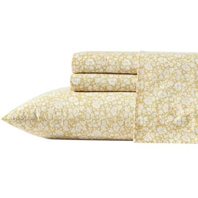 Laura Ashley Prześcieradła królewskie, perkalowy zestaw pościeli, lekki i oddychający wystrój domu, certyfikat Öko-Tex (Heirloom Ditzy Gold, King) Laura Ashley Prześcieradła królewskie, perkalowy zestaw pościeli, lekki i oddychający wystrój domu, certyfikat Öko-Tex (Heirloom Ditzy Gold, King)