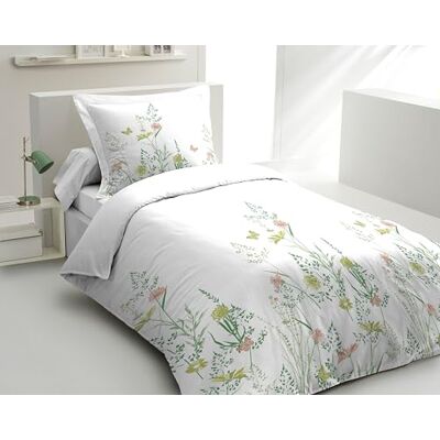 HOME LINGE PASSION Komplet pościeli 140 x 200 cm, 2 sztuki, perkal z miękkiej bawełny poszewka + poszewka na poduszkę biały i zielony model L'Unsoumise HOME LINGE PASSION Komplet pościeli 140 x 200 cm, 2 sztuki, perkal z miękkiej bawełny poszewka + poszewka na poduszkę biały i zielony model L'Unsoumise