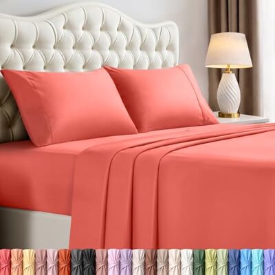 Utopia Bedding Komplet pościeli Queen, 4-częściowy, szczotkowana mikrofibra, kurcząca się i odporna na światło, łatwa w pielęgnacji (łóżko Queen-Size, koralowa) Utopia Bedding Komplet pościeli Queen, 4-częściowy, szczotkowana mikrofibra, kurcząca się i odporna na światło, łatwa w pielęgnacji (łóżko Queen-Size, koralowa)