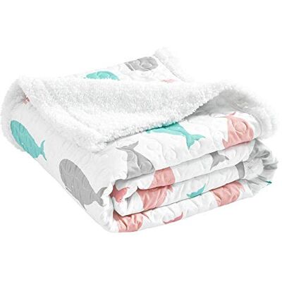 Lush Decor Narzuta wieloryba Ocean Zwierzę Nadruk Rozmyty Dwustronny koc Sherpa 152 x 127 cm, różowy i wodny Lush Decor Narzuta wieloryba Ocean Zwierzę Nadruk Rozmyty Dwustronny koc Sherpa 152 x 127 cm, różowy i wodny