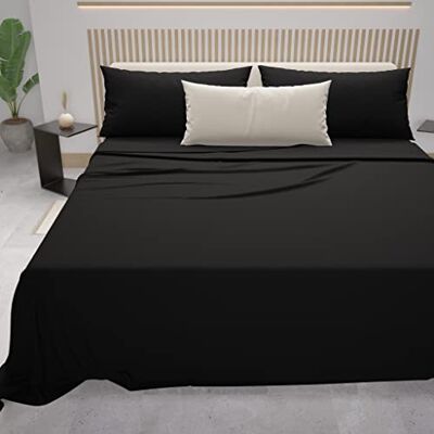 PETTI Artigiani Italiani PETTI włoskich rzemieślników Pościel z bawełny, Podwójne prześcieradła, pełne podwójne łóżko, czarny, 100% Made in Italy PETTI Artigiani Italiani PETTI włoskich rzemieślników Pościel z bawełny, Podwójne prześcieradła, pełne podwójne łóżko, czarny, 100% Made in Italy