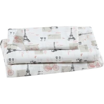 Beatrice Home Fashions Zestaw pościeli z mikrofibry z nadrukiem, miękki, wygodny, łatwy w pielęgnacji, zawiera 1 prześcieradło z kieszeniami o głębokości 30 cm, 1 płaskie prześcieradło, poszewka na Beatrice Home Fashions Zestaw pościeli z mikrofibry z nadrukiem, miękki, wygodny, łatwy w pielęgnacji, zawiera 1 prześcieradło z kieszeniami o głębokości 30 cm, 1 płaskie prześcieradło, poszewka na