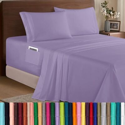 Elegant Comfort Luxury 1500 Premium Hotel Quality 4-częściowy zestaw prześcieradeł z mikrofibry – miękkie, elastyczne prześcieradło z gumką o głębokości 45–61 cm – bardzo głębokie prześcieradła Elegant Comfort Luxury 1500 Premium Hotel Quality 4-częściowy zestaw prześcieradeł z mikrofibry – miękkie, elastyczne prześcieradło z gumką o głębokości 45–61 cm – bardzo głębokie prześcieradła