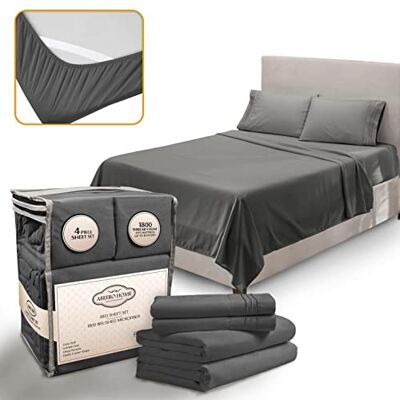 Abeero Home Zestaw pościeli premium w rozmiarze queen size, luksusowa pościel hotelowa, chłodzące prześcieradła z elastycznymi narożnymi paskami, materac kieszonkowy o głębokości do 38 cm, miękkie Abeero Home Zestaw pościeli premium w rozmiarze queen size, luksusowa pościel hotelowa, chłodzące prześcieradła z elastycznymi narożnymi paskami, materac kieszonkowy o głębokości do 38 cm, miękkie