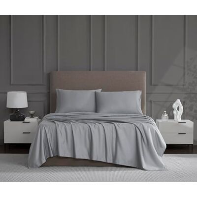 Linen Closet Bawełniany jasnoszary zestaw pościeli King 4-częściowy zestaw Linen Closet Bawełniany jasnoszary zestaw pościeli King 4-częściowy zestaw