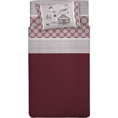 PENSIERI DELICATI Komplet pościeli na 1 łóżko queen size, 100% bawełna, prześcieradło z gumką 120 x 200 cm, z prześcieradłem wierzchnim i 1 poszewką na poduszkę, wyprodukowano we Włoszech, wzór Chalet PENSIERI DELICATI Komplet pościeli na 1 łóżko queen size, 100% bawełna, prześcieradło z gumką 120 x 200 cm, z prześcieradłem wierzchnim i 1 poszewką na poduszkę, wyprodukowano we Włoszech, wzór Chalet