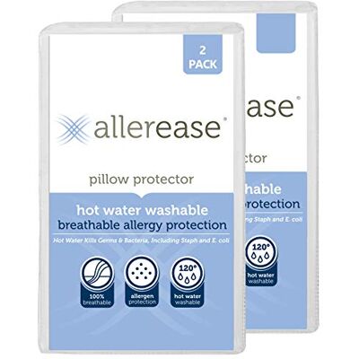 AllerEase Aller-Ease Ochraniacz na poduszkę do mycia gorącą wodą, mieszanka poliestru, biała, King AllerEase Aller-Ease Ochraniacz na poduszkę do mycia gorącą wodą, mieszanka poliestru, biała, King