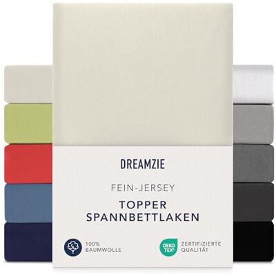 Dreamzie Nakładka na materac z prześcieradłem 140x200 cm 160x200 cm, 100% bawełna Jersey, Wysokość nakładki na materac do 15 cm, Hipoalergiczny, Oeko-Tex, Beżowy Dreamzie Nakładka na materac z prześcieradłem 140x200 cm 160x200 cm, 100% bawełna Jersey, Wysokość nakładki na materac do 15 cm, Hipoalergiczny, Oeko-Tex, Beżowy