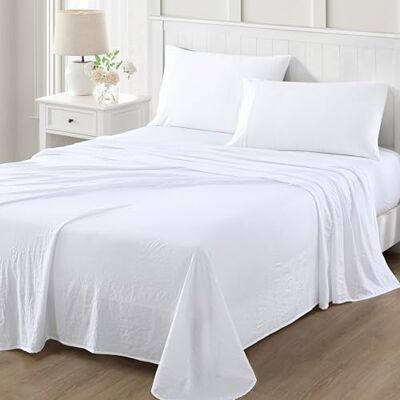 Martha Stewart Brilliant White komplet pościeli 4-częściowy, ultramiękka, sprana mikrofibra, jednolite białe prześcieradło, 1 płaskie prześcieradło, 1 prześcieradło z gumką, 2 standardowe poszewki Martha Stewart Brilliant White komplet pościeli 4-częściowy, ultramiękka, sprana mikrofibra, jednolite białe prześcieradło, 1 płaskie prześcieradło, 1 prześcieradło z gumką, 2 standardowe poszewki