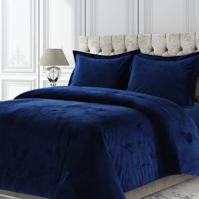 Tribeca Living VENICEDUVETTWNB Venice Velvet Oversizowy solidny zestaw pościeli, podwójny, granatowy Tribeca Living VENICEDUVETTWNB Venice Velvet Oversizowy solidny zestaw pościeli, podwójny, granatowy