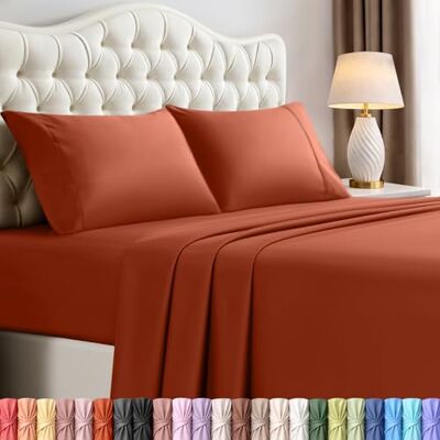 Utopia Bedding Komplet pościeli na łóżko typu queen-size, 4 sztuki, szczotkowana mikrofibra, odporne na kurczenie się i blaknięcie, łatwe w pielęgnacji (Queen, pomarańczowy terakota) Utopia Bedding Komplet pościeli na łóżko typu queen-size, 4 sztuki, szczotkowana mikrofibra, odporne na kurczenie się i blaknięcie, łatwe w pielęgnacji (Queen, pomarańczowy terakota)