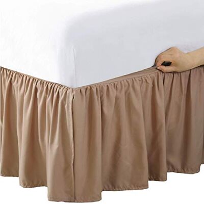 Bed Maker's Nigdy nie podnoś materaca narzuta na łóżko z mikrofibry, marszczony styl, klasyczna długość 35 cm, królewska, mokka Bed Maker's Nigdy nie podnoś materaca narzuta na łóżko z mikrofibry, marszczony styl, klasyczna długość 35 cm, królewska, mokka