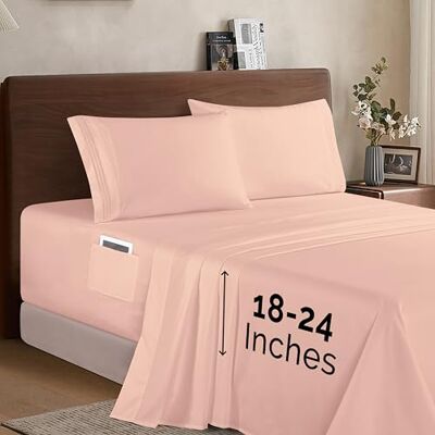 Elegant Comfort Luksusowy 4-częściowy zestaw pościeli z mikrofibry o jakości premium 1500 premium – miękkie, elastyczne prześcieradło z gumką o głębokości 45–61 cm – bardzo głębokie prześcieradła Elegant Comfort Luksusowy 4-częściowy zestaw pościeli z mikrofibry o jakości premium 1500 premium – miękkie, elastyczne prześcieradło z gumką o głębokości 45–61 cm – bardzo głębokie prześcieradła
