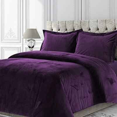 Tribeca Living VENICEDUVETTWPU Venice Velvet Oversized solidny zestaw pościeli, podwójny, fioletowy Tribeca Living VENICEDUVETTWPU Venice Velvet Oversized solidny zestaw pościeli, podwójny, fioletowy